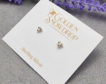 Sterling Silver Trefoil Stud Earrings - Minimalist Trio Ball Design