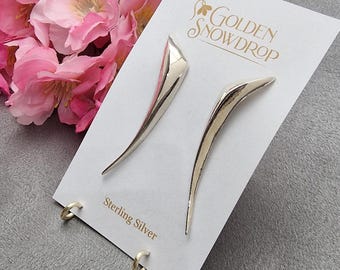 Sterling Silver Shard Drop Earrings, Contemporary Sculptural Jewellery
