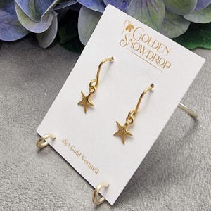 Star Fish Small Drop Earrings. 925 Sterling Silver. Yellow Gold Vermeil. Delicate Earrings. Sea Creature. Summer Vibes. Gold Plated. Cute.