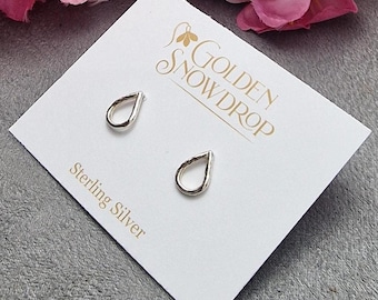 Sterling Silver Raindrop Stud Earrings: Twisted Detail, Handmade