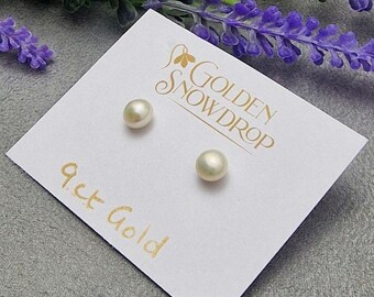 9ct Yellow Gold Freshwater Pearl Stud Earrings, 5mm