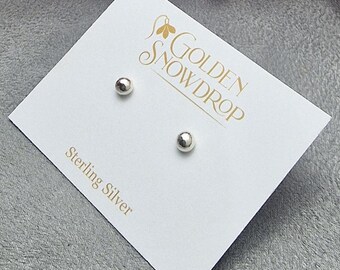 Sterling Silver Ball Stud Earrings, Minimalist Everyday Jewellery