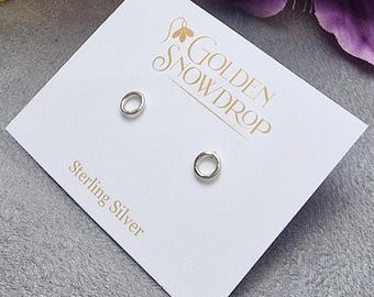 Hammered Recycled Sterling Silver Circle Stud Earrings, 5mm