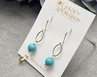 Turquoise Howlite Sterling Silver Drop Earrings, Petal Link