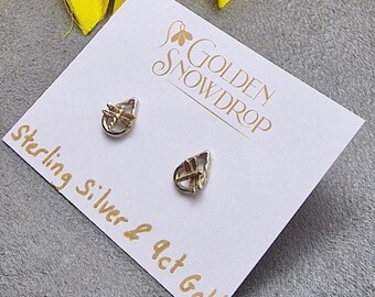 Sterling Silver Raindrop Dragonfly Stud Earrings, 9ct Gold