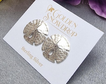 Sterling Silver Sand Dollar Stud Earrings, Beach Jewellery