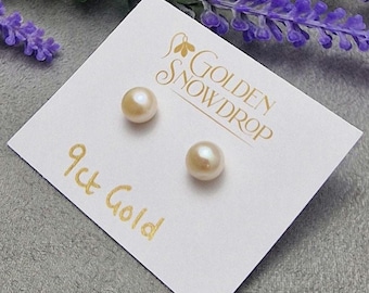 9ct Yellow Gold Freshwater Pearl Stud Earrings (7mm)