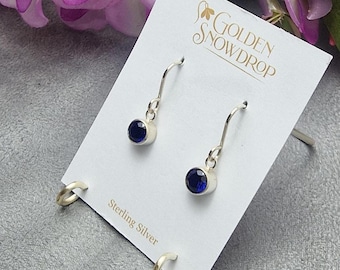 Sterling Silver Sapphire Drop Earrings, September Birthstone