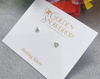 Sterling Silver Trefoil Stud Earrings, Minimalist Trio Ball Design