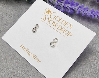 Sterling Silver Infinity Stud Earrings, Love or Friendship Gift
