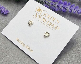 Tiny Ammonite Stud Earrings, Recycled Sterling Silver Fossil Jewellery