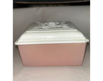 Vintage Anchor Hocking Dusty Rose Uranium Glass Jewel Box