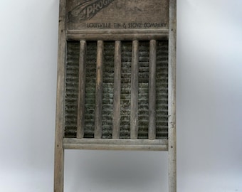 Rare Antique Primitive Wooden Washboard Louisville Tin & Stove Company Ky