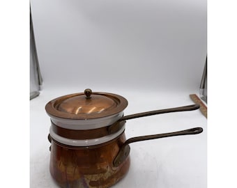 VTG Original B&M Douro Professional Copper Brass Porcelain Double Boiler Korea