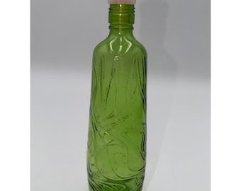 Garrafa de vidro verde vintage Ripple Gallo's 1960-84 HIPPIE Wine Flavor Guard, 4/5 QT