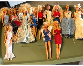 Vintage 1980's & 90's Barbie Doll Clothes Dresses Lot Of 12 LOOK!