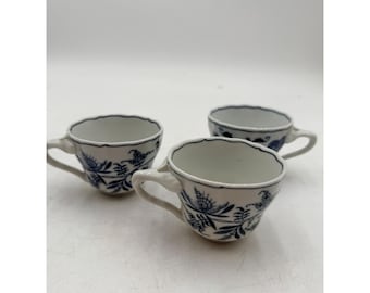 Set of 3 Vintage Blue Danube Onion Tea Cups Mugs ONLY Ribbon Mark