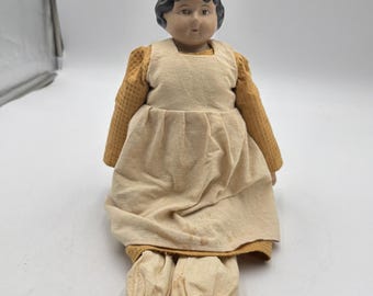 Vintage primitieve volkskunstpop papier-maché hoofd en handen