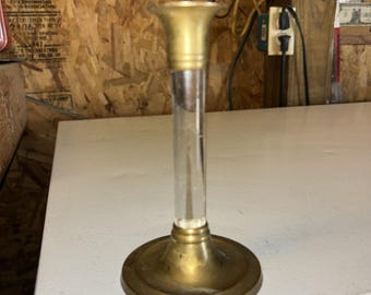 Vintage Brass And Lucite Candle Holder 1960s MCM
