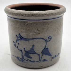 Olla de cocción lenta de gres vidriado con sal de Rowe Pottery Works, año 1984.