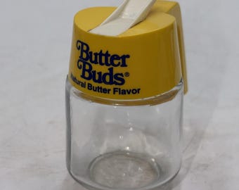 Vintage Gemco USA Butter Buds Natural Butter Flavor Glass Plastic Dispenser 1990