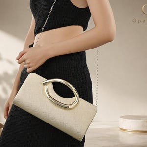 Sac Pochette Doré avec Poignée Statement