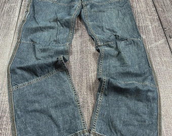 Vintage Utility Denim Jeans | Gstar Type Cyberpunk Cargo Pants | Y2K Gorpcore Straight Leg Denim | Archive Grunge Skater Trousers