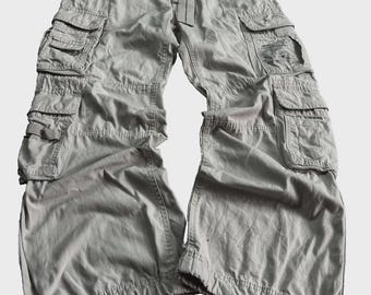 Vintage Baggy Cargo Pants Grey Technical Parachute Trousers Gorpcore Techwear Multi Pocket Archive Streetwear Y2K Grunge Tactical Pants