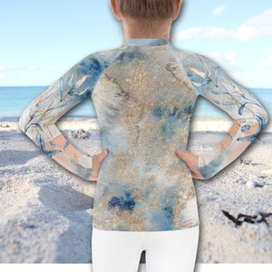 Kids Long Sleeve Rash Guard Girls Rash Guard Sun Protection Sun Shirt Sting Ray Swim Shirt for Kids Beach Tee Shirt Custom Rash Guard image 4