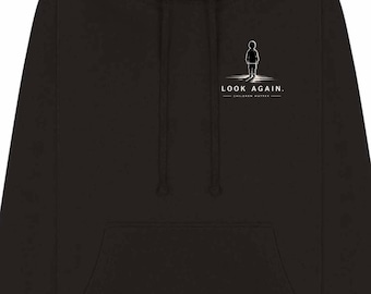 LookAgain Hoodie | Child Safety Awareness Hoodie | Advocacy Streetwear | Unisex Black Hoodie
