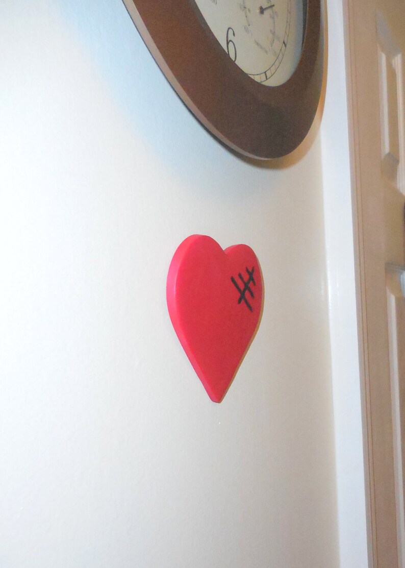 Mended Heart Wall Decor Stitched Red Heart Wall Art Wall Etsy