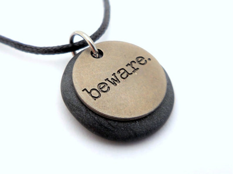 Beware Necklace Expression Word Jewelry Polymer Clay Word Etsy