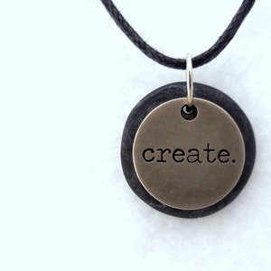 Create Necklace, Word Pendant, Polymer Clay Inspirational Jewelry