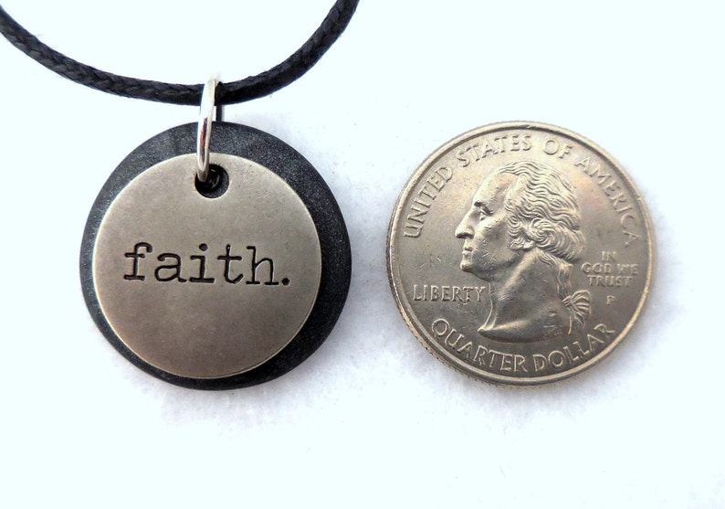 Faith Necklace Word Pendant Polymer Clay Inspirational Etsy