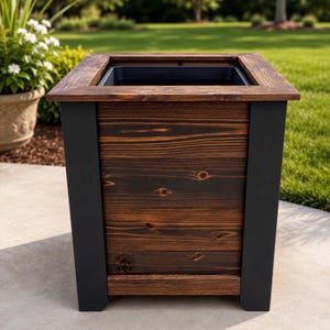 26” tall Handcrafted Cedar Planter – Modern Rustic Outdoor Décor