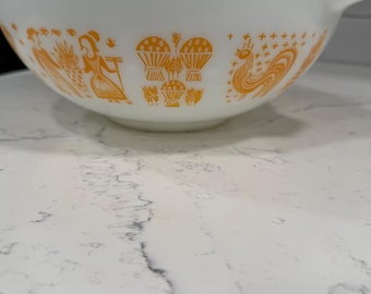 Vintage PYREX Pumpkin Butterprint Bowl #444 • 4 Qt Cinderella • Amish Print • Mint Condition