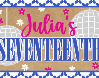 Custom Hand-Painted Birthday Banner, Disco Mamma Mia Party Decor