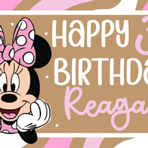 Hand-Painted Minnie Mouse Birthday Banner, Personalized Girls Party Decor bild 2
