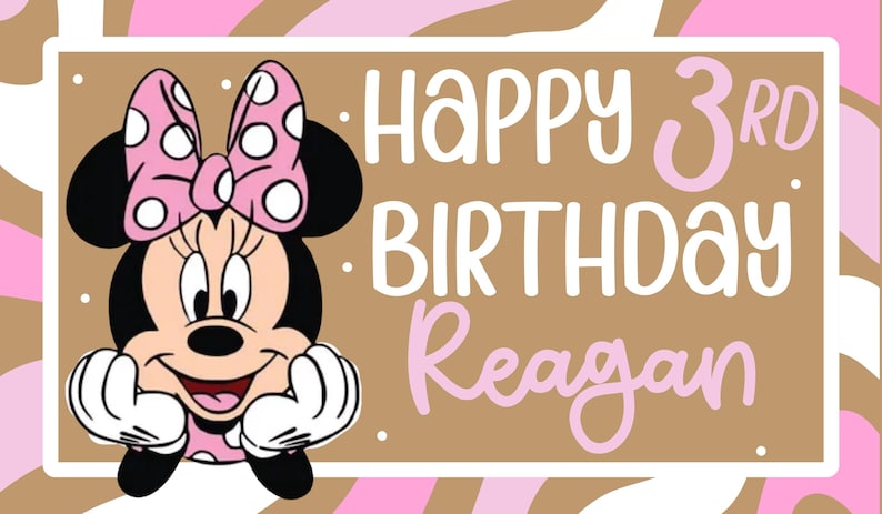 Hand-Painted Minnie Mouse Birthday Banner, Personalized Girls Party Decor bild 2