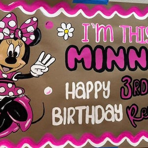 Hand-Painted Minnie Mouse Birthday Banner, Personalized Girls Party Decor bild 1