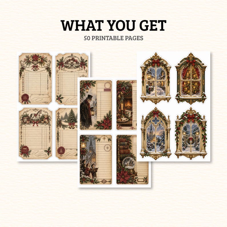 Vintage Christmas Ephemera Printable Kit, Victorian Junk Journal ...