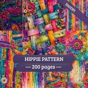 Pages de journal hippie à imprimer | Papier numérique floral bohème | Kit de scrapbooking Flower Power années 60-70 | Téléchargement instantané
