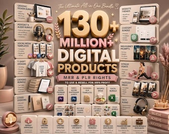 Pack de plus de 130 millions de produits numériques | Modèles Canva PLR/MRR, ebooks (téléchargement instantané)