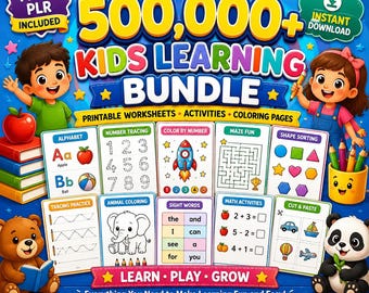 Über 500.000 Lernmaterialien für Kinder | MRR PLR | Druckbare Arbeitsblätter | Aktivitäten für Vorschule und Kindergarten | Homeschooling