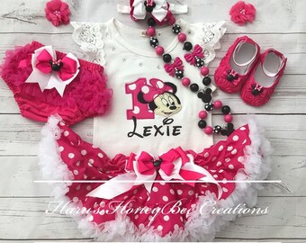3 Pc Set Minnie Mouse Inspired Birthday Outfit Include Lt Etsy