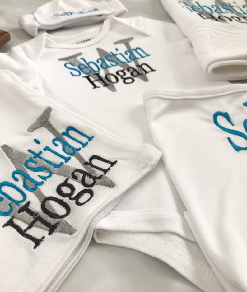 Personalised Onesie,hat,burp cloth,personalised organic baby blanket,Baby boy embroidered onesie baby boy gif baby gift,coming home onesie