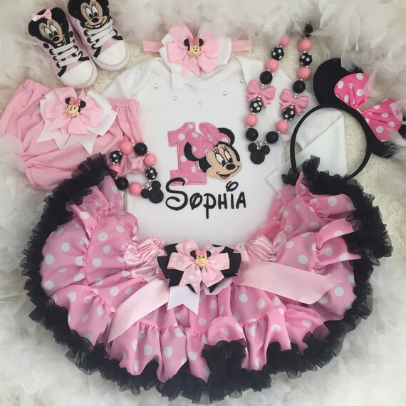 3 Pc Set Minnie Mouse Inspired Birthday Outfit Include Lt Etsy