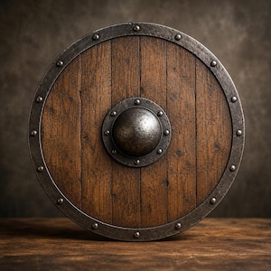 Handmade Medieval Wooden Shield | Viking Knight LARP Cosplay Armor (24 Inch)