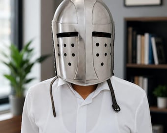 Steel Helm Knight Helmet | Crusader Templar Armor Cosplay Headpiece | Medieval Ren Faire Costume