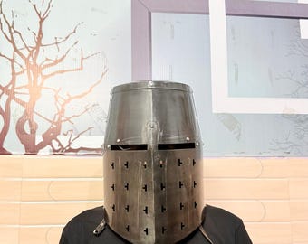 Handcrafted Steel Crusader Helm | Templar Knight Armor for Reenactment, Cosplay